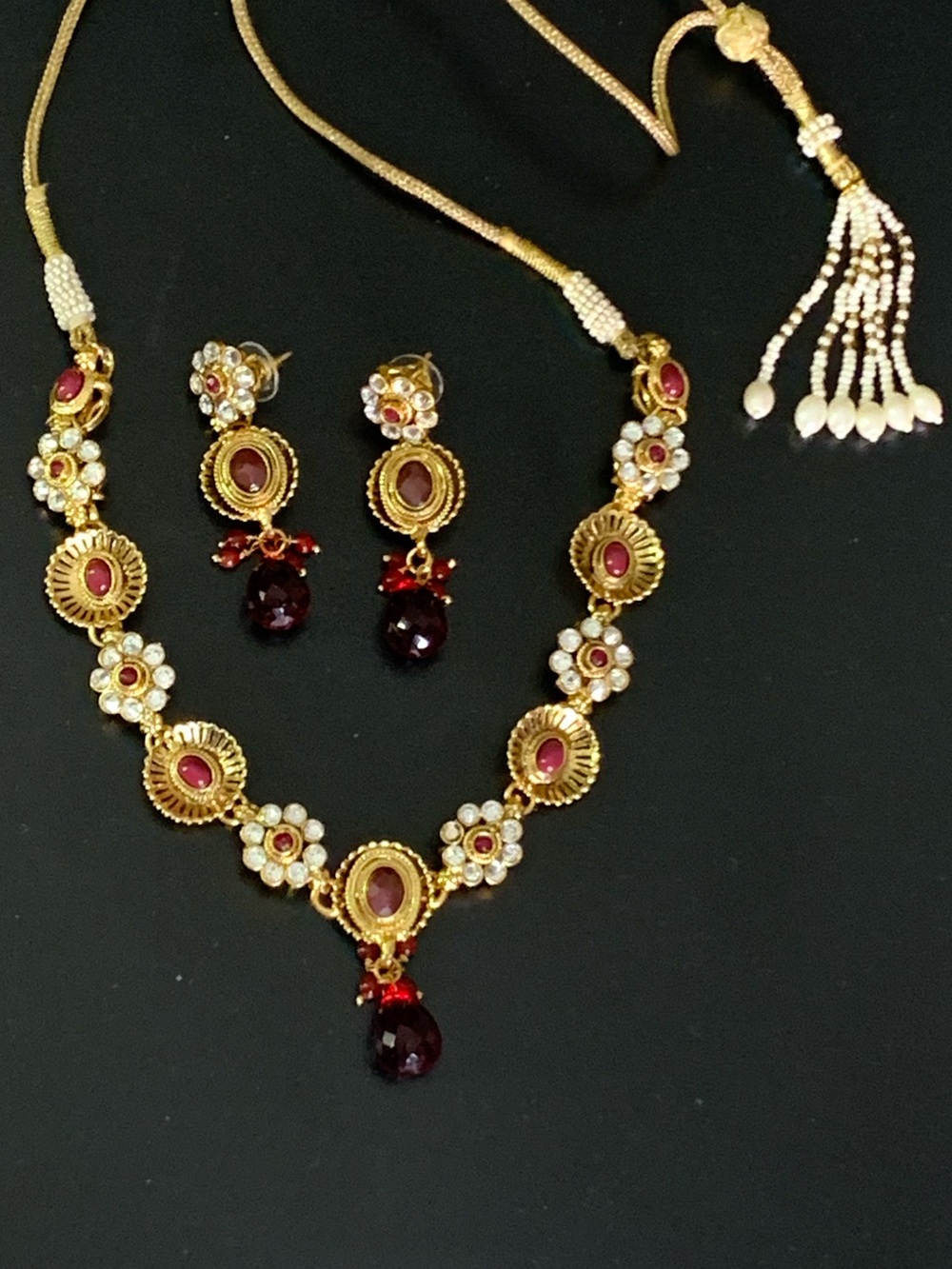 Stunning Traditional Gold Plated Jewelry Set (Necklace & Earring)